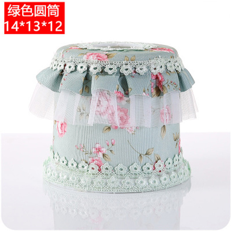 圆形布艺卫生纸盒子卷纸筒家用客厅桌面卷筒纸盒圆筒纸巾盒纸巾桶生活日用家庭清洁收纳整理用品储_6_7 绿色圆筒