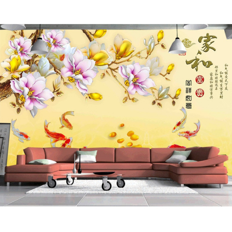 3d立体中式无缝定制电视背景墙壁纸家和富贵墙纸壁画客厅卧室墙布_6 厂家直销可以定做任何图婚纱照
