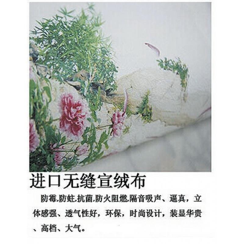 电视背景墙纸壁纸客厅现代中式荷花壁纸大型壁画环保影视墙壁纸画_0 无缝宣绒布/每平米