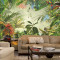 东南亚风格手绘热带雨林芭蕉叶壁纸餐厅客厅电视背景墙纸墙画_4 高档进口无缝无纺布（整幅）