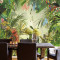 东南亚风格手绘热带雨林芭蕉叶壁纸餐厅客厅电视背景墙纸墙画_4 高档无缝宣绒（整幅）