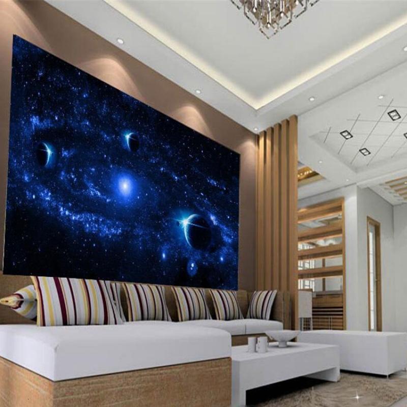 3D立体浩瀚宇宙星空壁画个性流星行星墙纸壁纸主题房时尚大型壁纸_9 高档环保宣绒布（拼接）/平方