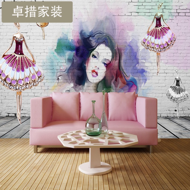 3d个性韩式半永久眉眼唇壁画美甲店绣纹店美容院化妆品店墙纸壁画_7 加厚无纺布（拼接）