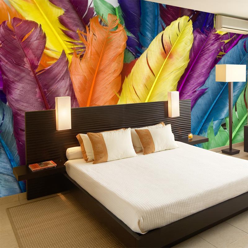 大型壁画3d欧式墙纸床头餐厅卧室客厅背景墙壁纸3D羽毛壁画_5_1 高档进口无缝无纺布（整幅）