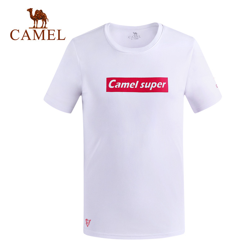 CAMEL骆驼户外T恤 男女圆领多功能防蚊透气短袖速干T恤夏 XXL A8S2X6179，白色，男款
