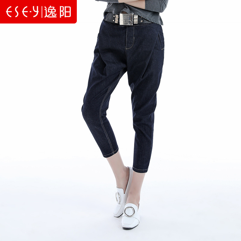 【品牌清仓】女裤2018春季新款中高腰八分九分牛仔垮裤53310376ME_1 29/11 牛仔蓝