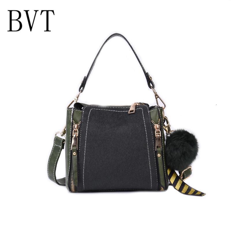 BVT韩版时尚豹纹绒面女士包包复古手提包宽肩带单肩斜跨包_1 绿色