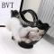 BVT鞋子包包欧洲站时尚女包手提高跟鞋造型包串珠水钻波士顿宴会包_2 黑色