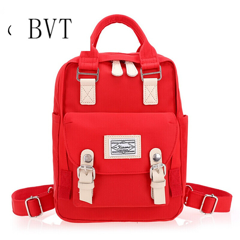 BVT书包女新款中学生书包学院风背包女小学生书包女休闲手提小包 红色