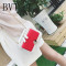 BVT软皮盒子包链条小方包牛皮撞色多隔层迷你单肩斜挎小包女链条包 棕色