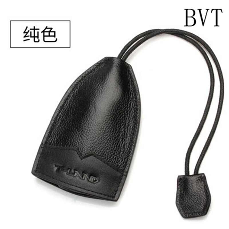 BVT男女通用真皮汽车钥匙包创意鳄鳄鱼纹钥匙包可爱小怪兽卡通抽拉式挂绳牛皮锁匙包 纯黑色