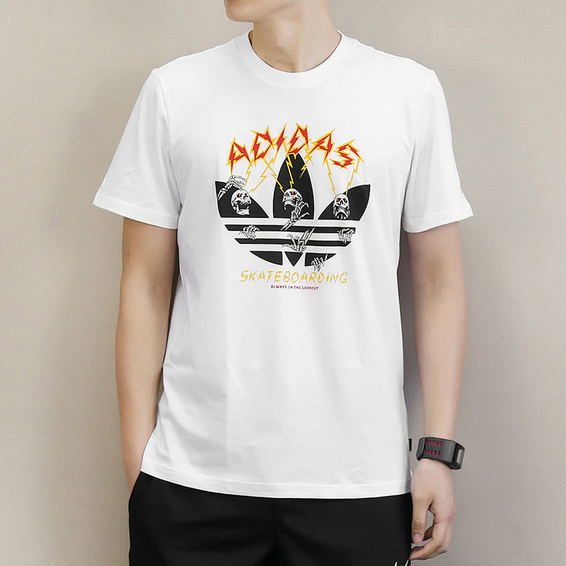 adidas阿迪达斯三叶草男装2018夏季新款运动短袖透气大码休闲T恤CF3121 S CF3121