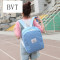 BVT学生书包女新款简约三件套小学生书包休闲帆布背包女学院风纯色双肩包女 绿色