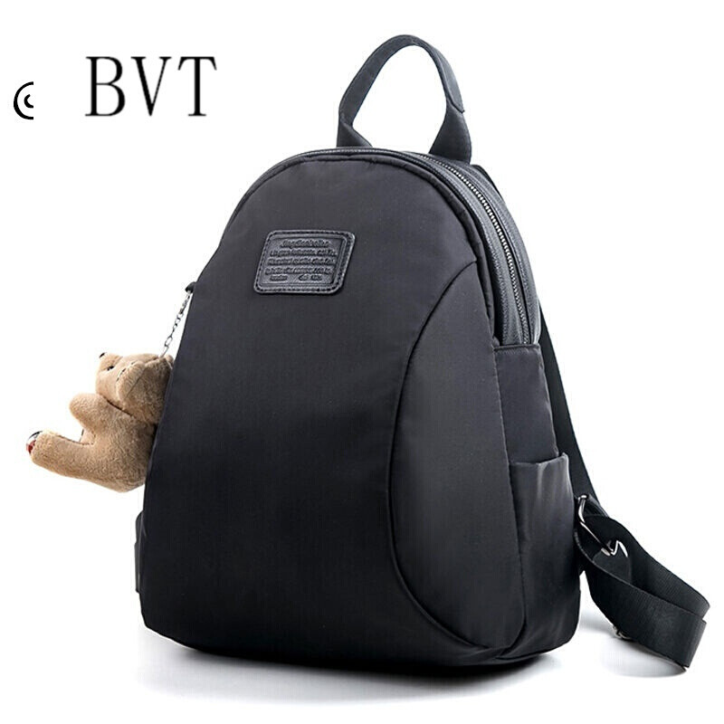 BVT双肩包女新款韩版潮简约女包学院风学生书包休闲旅游包黑色 默认颜色