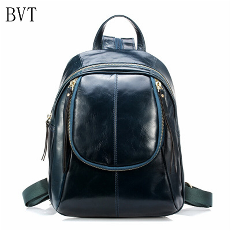 BVT旅游包女双肩包休闲轻便两用女背包休闲学院风森系皮包大容量百搭 宝蓝色