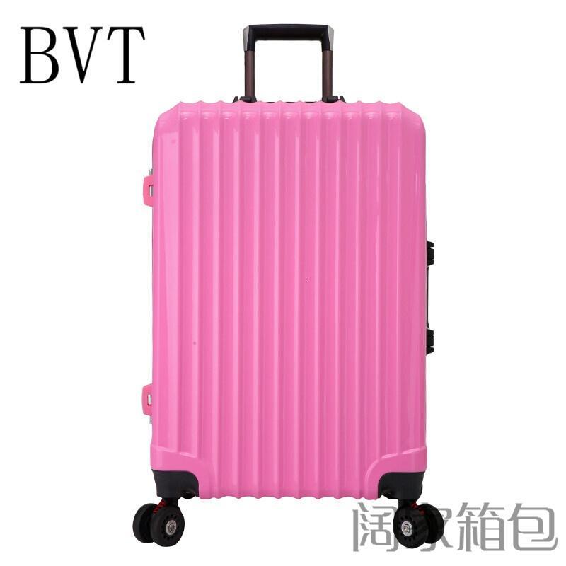BVT铝框拉杆箱万向轮行李箱男女士登机箱20/24英寸旅行箱海关锁密码箱_8 默认尺寸 粉色