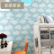 儿童房卧室壁纸简约无纺布韩式卡通环保墙纸吊顶蓝天白云 天蓝色(MB-201)