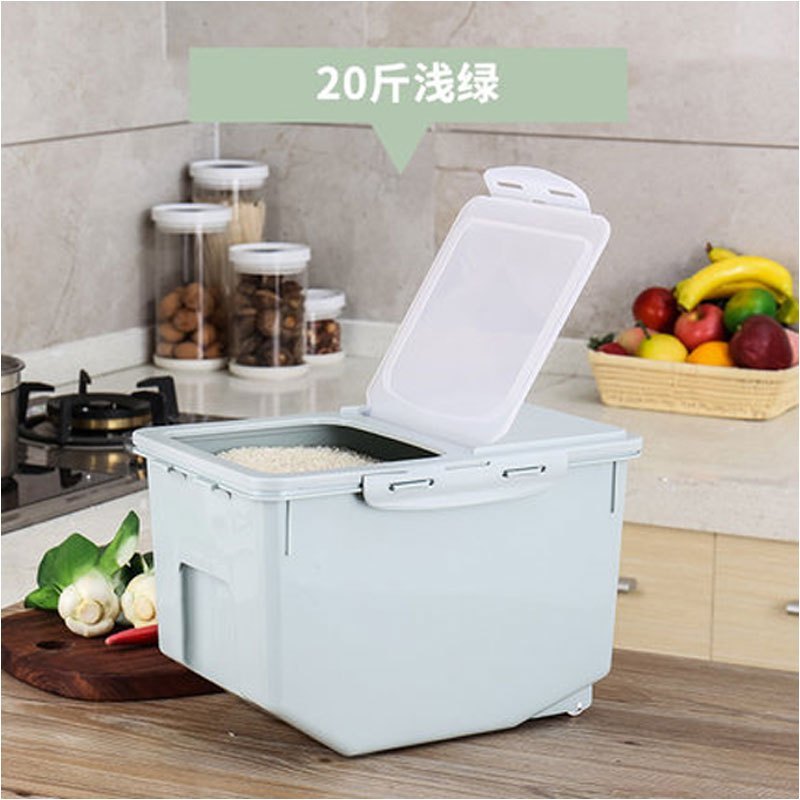 家用装米桶储米箱10kg15kg25面粉30收纳盒20子米缸50斤多色多款生活日用家庭清洁_2_9 20斤（绿色）