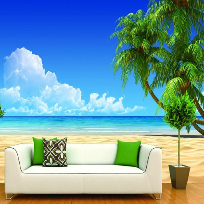 大型立体海景壁纸壁画大海海洋客厅电视沙背景墙墙纸沙滩地中海_1 进口环保无纺布（拼接）/平方