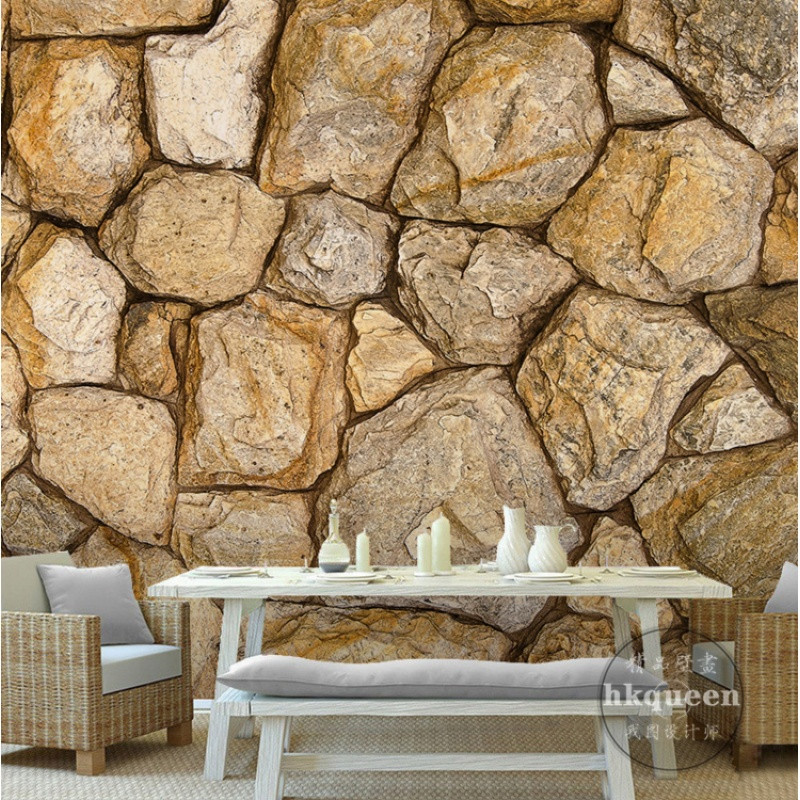 复古怀旧壁纸3D仿真石块文化石墙纸石头砖纹个性工程咖啡餐厅_3_2 高档无缝宣绒（整幅）
