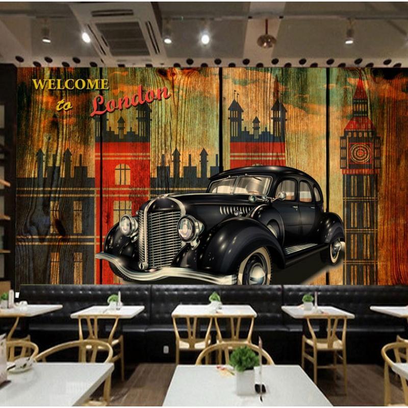 复古怀旧欧式3d彩绘砖墙纸壁纸咖啡餐厅酒吧背景汽车涂鸦定制_1 厂家直销可以定做任何图婚纱照
