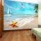 现代简约海景壁画沙电视背景墙纸壁纸3D立体大海沙滩海鸥_7 无缝油画布/每平米