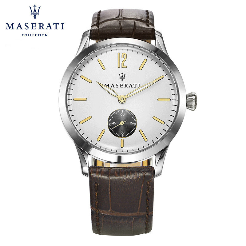 玛莎拉蒂MASERATI Tradizione系列 男表休闲时尚石英手表 棕色皮带R8851125001 R8851125001