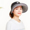 夏天遮阳帽女防晒遮脸旅游出游韩版百搭时尚大沿可折叠空顶凉帽子 黑色