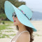 夏季帽子女海边出游户外沙滩太阳帽百搭大檐纯色凉帽防晒遮阳草帽 臧青色
