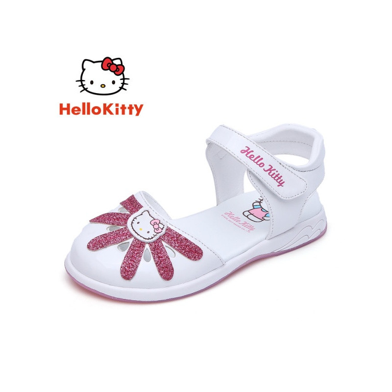 HELLOKITTY凯蒂猫女童鞋儿童凉鞋公主包头皮凉鞋2017夏季新款花朵凉鞋女K762 29 白色
