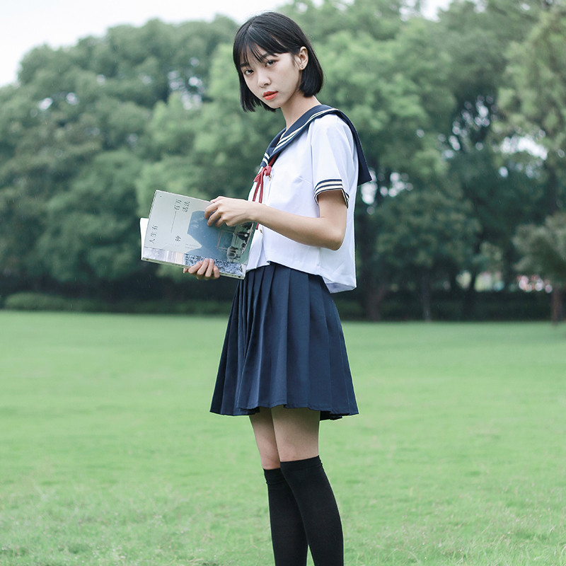 动真格(dongzhenge)日本水手服女学生班服jk制服短袖校服关西襟二本