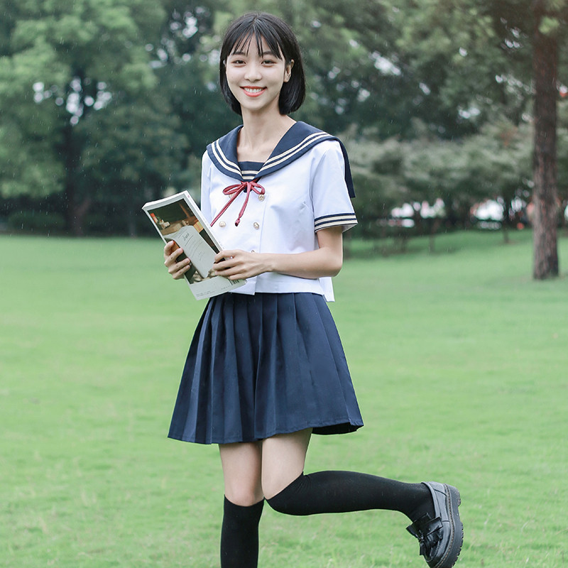 动真格(dongzhenge)日本水手服女学生班服jk制服短袖校服关西襟二本