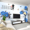 无缝3D中式大型壁画壁纸客厅卧室沙背景电视背景墙青花牡丹墙纸 无缝真丝布（整张/平方）