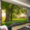 无缝3d自然风景绿色森林树林壁画电视背景墙纸客厅沙影视墙大树 无缝无纺布（整张/平方）