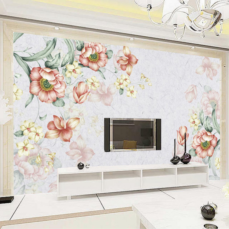 无缝欧式简约定制壁画3d美式客厅电视背景墙沙卧室墙纸壁纸花卉 无缝无纺纸（整张）
