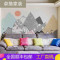 简约手绘群山墙纸定制电视背景墙墙布客厅沙卧室无缝大型壁画 无缝靓丽真丝布（一整张）