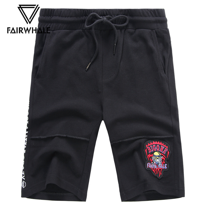 马克华菲休闲短裤男2018夏季新款韩版沙滩裤潮流中裤五分裤运动裤 黑色1 32