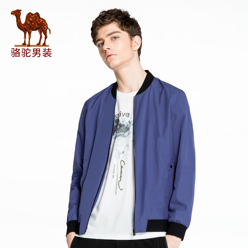 CAMEL 骆驼男装 2018年春季新款男青年薄款防风棒球领夹克休闲时尚外套 XXXL 彩蓝