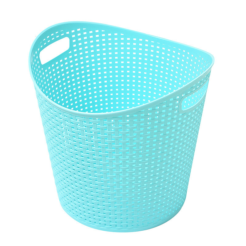 大号塑料桶脏衣服收纳筐玩具箱收纳篓洗衣篮藤编脏衣篮储物篓置物篮生活日用家庭清洁收纳整理用品_4 蓝