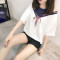 2018夏季新款韩版大码显瘦短袖t桖女百搭学生BF风宽松休闲上衣潮_2 XL 深蓝优质面料