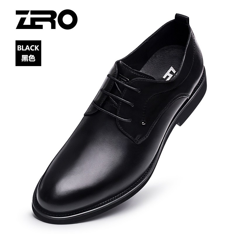 Zero零度皮鞋男2018春季新款商务正装真皮鞋男真皮系带婚鞋西装鞋_1 黑色 39