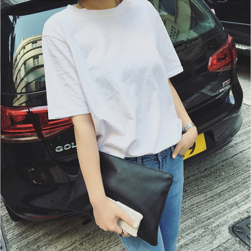 韩国ulzzang原宿bf风宽松阔腿中裤女夏学生韩版休闲运动短裤子潮 L 纯白色T恤无图案