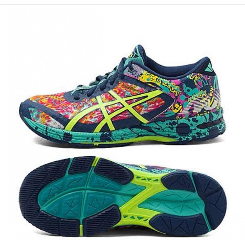 asics亚瑟士女鞋透气耐磨跑步鞋T676N-5807 蓝色/黄色/绿色T676N-5807 38