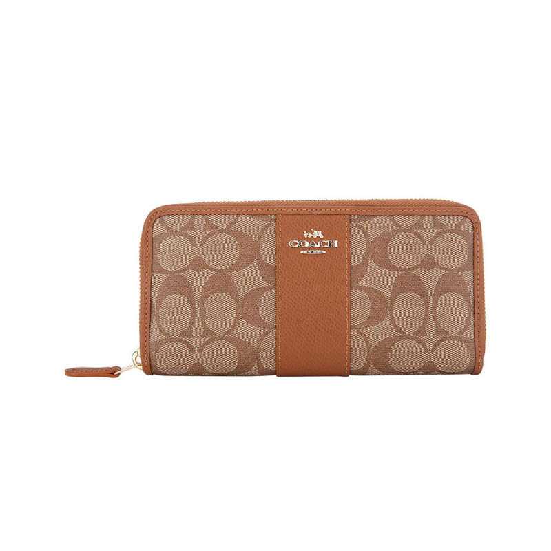 COACH 蔻驰 奢侈品 女士卡其棕色PVC配皮钱包 F54630IMBDX