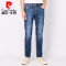 皮尔卡丹（pierre cardin）0800-203811 2018春夏新品男装直筒微弹磨白水洗牛仔裤 33(2尺6) 蓝色