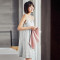 顶瓜瓜女睡裙纯棉睡衣中袖家居服时尚女人撞色条纹全棉居家服睡裙 165-L 灰色-25241