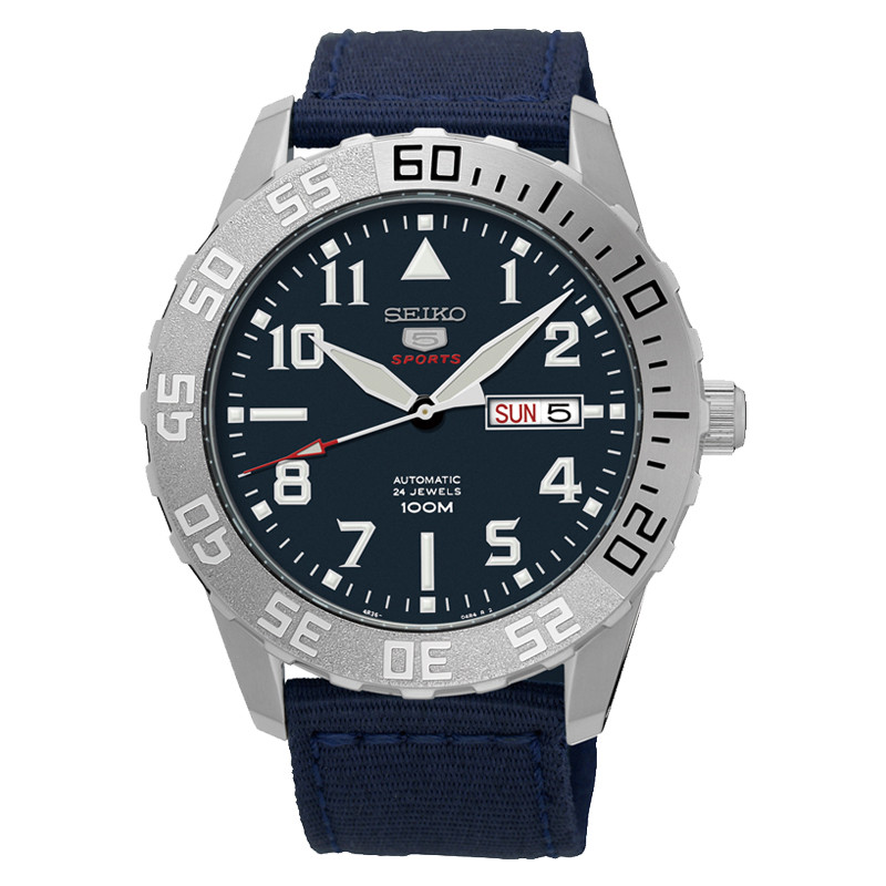 精工( SEIKO) 手表 5号系列智慧夜光防水运动商务休闲自动机械男表 蓝盘织物表带 SRP759J1