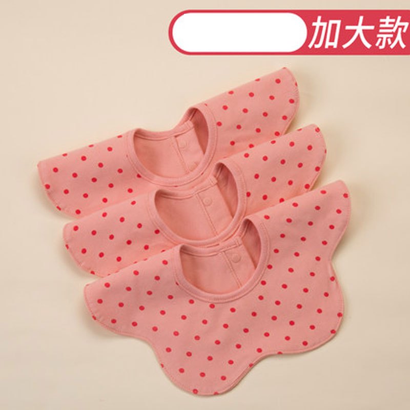 婴儿围嘴防水口水围兜宝宝口水巾360度旋转纱布新生儿多用卡通可爱儿童男宝女宝口水巾 3条加大F水款（经典粉色花朵圆点）