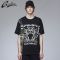 Guuka潮流五分袖男青少年嘻哈运动迷彩拼接Overszie短袖T恤男潮牌 XXL 黑色