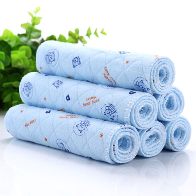 【10片装】婴儿尿布男女宝宝纱布尿布新生儿宝宝戒子初生小孩可洗尿片简约小清新孕婴童床上用品 蓝色小熊10条(45*16cm)3层